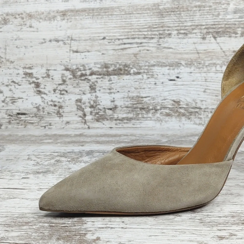 Vince Celeste Taupe Suede Leather D'orsay Pumps